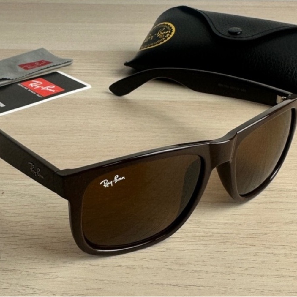 Ray Ban Justin Classic Polarized Sunglasses UNISEX RB4165 Matte Brown NWT - Picture 4 of 9